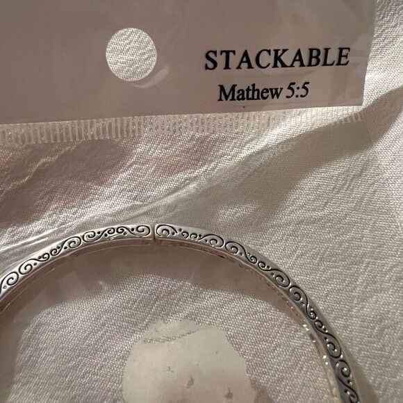 Bundle Sale 3 for $15 | Stackable Religious Stretch Bracelet Matthew 5:5 - Picture 5 of 11